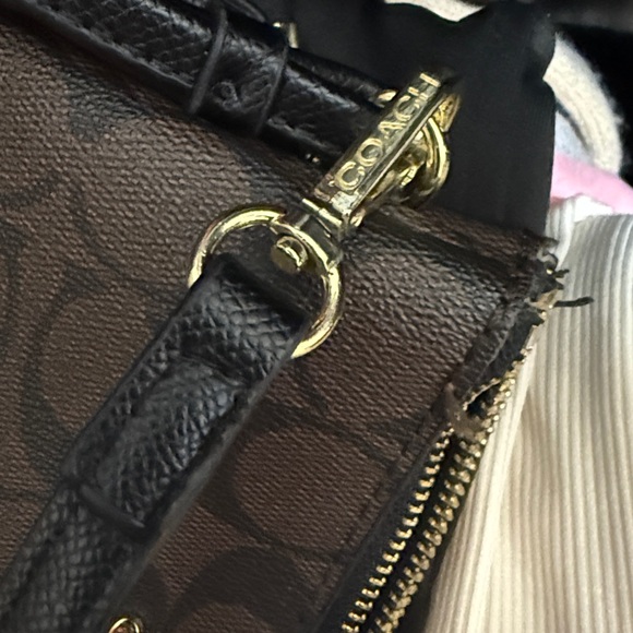 Coach Brown Signature Crossbody Wristlet with Black Strap - Picture 4 of 6